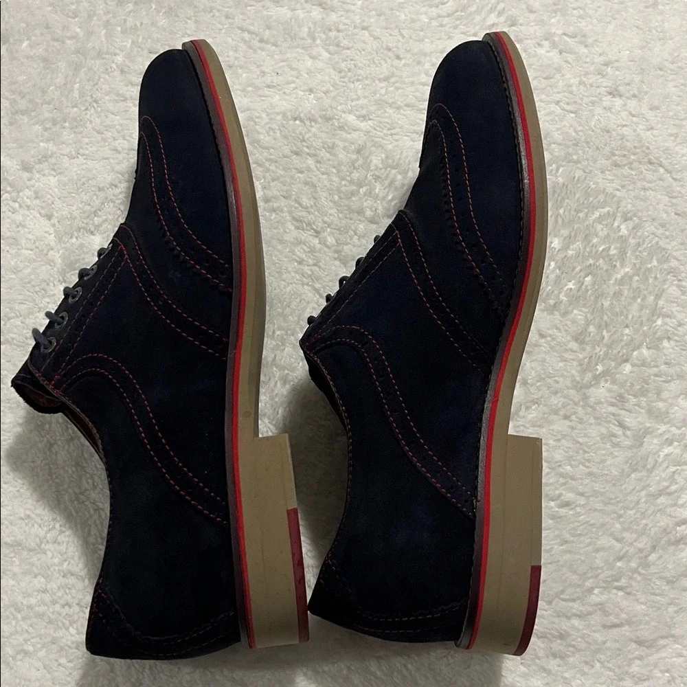 Johnston & Murphy Ellington Wingtip Oxfords Men's‎ Size 12M Navy Blue Suede